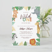 Wild One Safari Animals Baby Shower Kaart (Staand voorkant)
