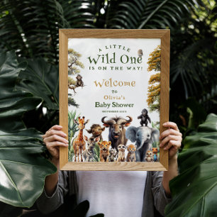 Wild One Safari Animals Baby shower Welkomstteken Poster