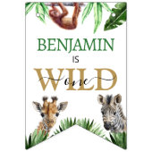 Wild One Safari Animals Boy 1st Birthday Vlaggetjes (Eerste vlag)