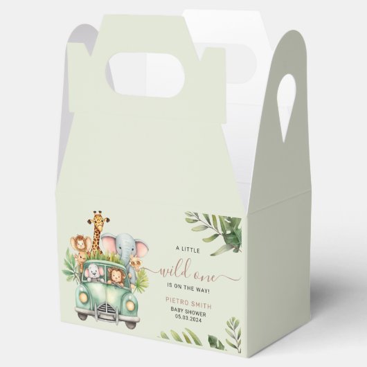 Wild One Safari Animals Boy Baby shower Bedankdoosjes (Geopend)