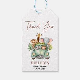 Wild One Safari Animals Boy Baby shower Cadeaulabel