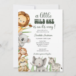 Wild One Safari Animals Boy Baby Shower Kaart