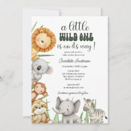 Wild One Safari Animals Boy Baby Shower Kaart