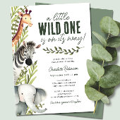 Wild One Safari Animals Boy Baby shower Kaart
