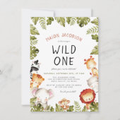 Wild One Safari Animals Boy Birthday Party Kaart (Voorkant)