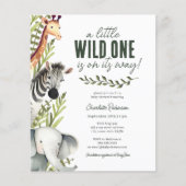 Wild One Safari Animals Budget Baby shower Invite (Voorkant)