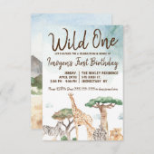 Wild One Safari Animals eerste verjaardag Kaart (Voorkant / Achterkant)