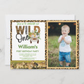 Wild One Safari Animals First Birthday Boy Kaart (Voorkant)