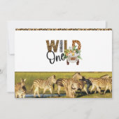 Wild One Safari Animals First Birthday Boy Kaart (Achterkant)