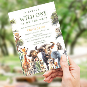 Wild One Safari Animals Geslacht Neutraal Baby sho Kaart