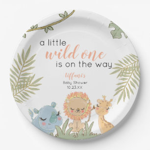 Wild One Safari Animals Girl Baby shower Papieren Bordje