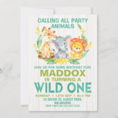 Wild One Safari Animals Invitation d'anniversaire (Devant)