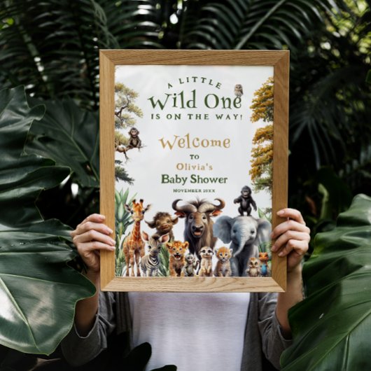Wild One Safari Animaux Baby shower Affiche de bie