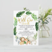 Wild One Safari Animaux Baby shower Invitation (Debout devant)