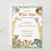 Wild One Safari Animaux Baby shower Invitation (Devant)