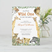 Wild One Safari Animaux Baby shower Invitation (Debout devant)