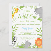 Wild One Safari Animaux Baby shower Invitation gar (Devant)