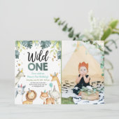 Wild One Safari Animaux Première Invitation Annive (Debout devant)