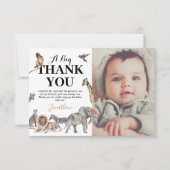 Wild One Safari Anniversaire Photo Merci (Devant)