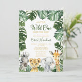 Wild One Safari Baby shower animal Invitation (Debout devant)