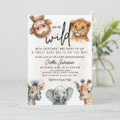 Wild One Safari Baby shower animal Invitation (Debout devant)