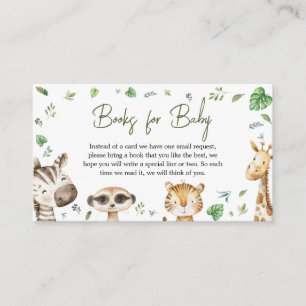 Wild One Safari Baby shower Boeken voor Baby Informatiekaartje