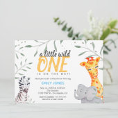 Wild One Safari Baby shower Boy Invitation (Debout devant)