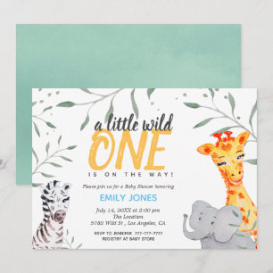 Wild One Safari Baby shower Boy Kaart