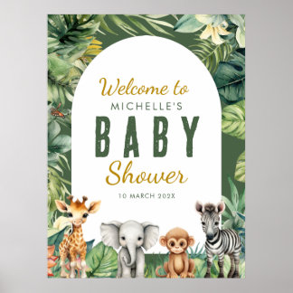 Wild One Safari Baby shower de verdure Affiche de 