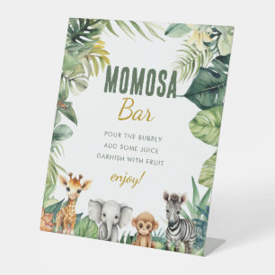 Wild One Safari Baby shower Momosa Bar Sign Reclamebord Met Voetstuk