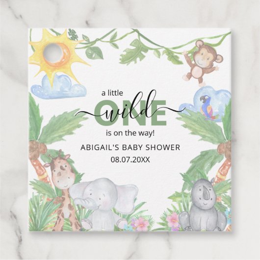 Wild One Safari Baby shower Napkins Bedankjes Labels (Voorkant)