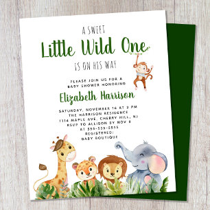 Wild One Safari Baby Shower - uitnodiging