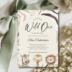 Wild One Safari Baby Shower Uitnodiging