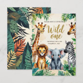 Wild One Safari Birthday Invitation (Devant / Derrière)