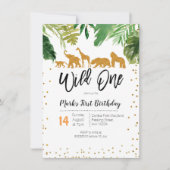 Wild One Safari Birthday - uitnodiging (Voorkant)