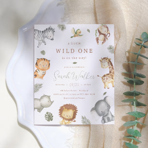 Wild One Safari Boy Baby shower Uitnodiging