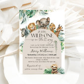 Wild One Safari Dier Oerwoud Modern Baby shower Kaart