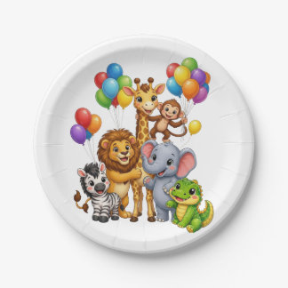 Wild One Safari Dieren 1e Verjaardagsfeest Papier Papieren Bordje