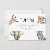 Wild One Safari Dieren Baby shower DANK U Bedankkaart (Voorkant)