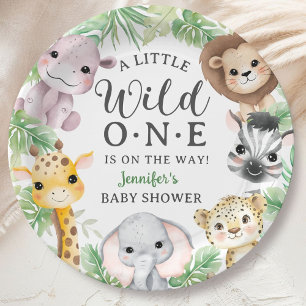 Wild One Safari Dieren Baby Shower Geslacht Neutra Papieren Bordje