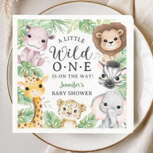 Wild One Safari Dieren Baby Shower Geslacht Neutra Servet