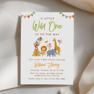 Wild One Safari Dieren Baby Shower Kaart