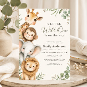 Wild One Safari Dieren Baby Shower Kaart