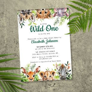 Wild One Safari Dieren Baby Shower Kaart