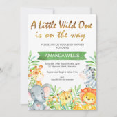 Wild one safari dieren baby shower uitnodiging (Voorkant)