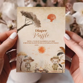 Wild One Safari Dieren Jongen Baby Raffle Diapper Informatiekaartje