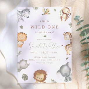 Wild One Safari Dieren Jongens Baby Borrel Kaart