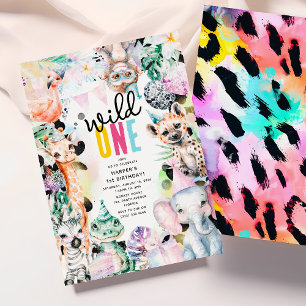 Wild ONE' Safari Dieren Koel 1e Verjaardag Kaart