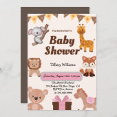 Wild One Safari Dieren moderne uitnodiging (Voorkant / Achterkant)