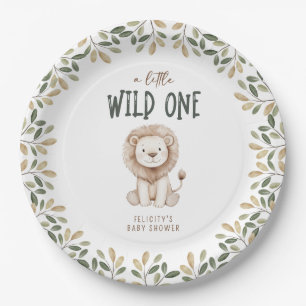 Wild One Safari Dieren Neutraal Baby shower Papieren Bordje